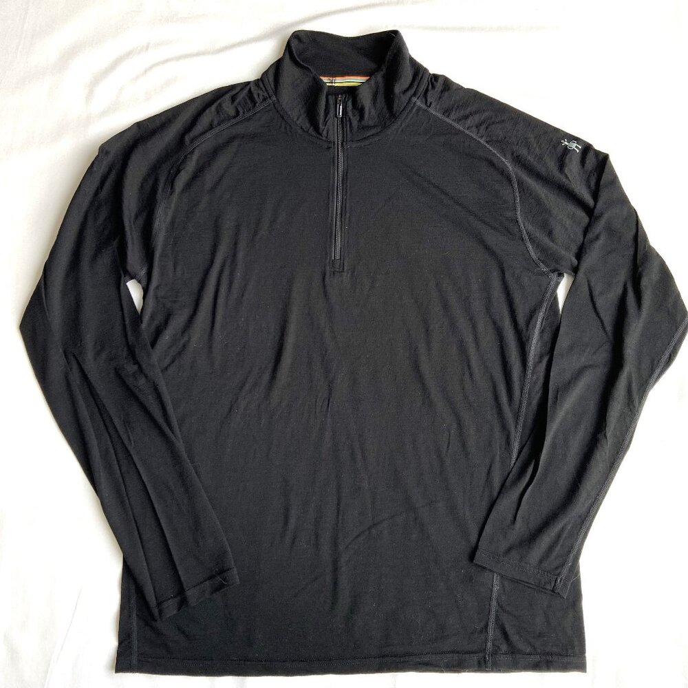 Smartwool Men's Merino 150 Baselayer 1/4 Zip Long Sleeve Top Size Large Black